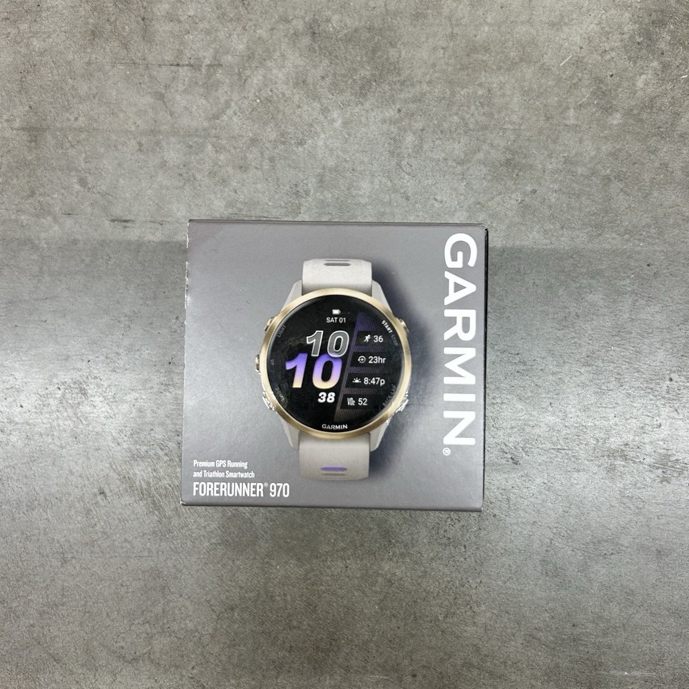 Garmin Forerunner 970 Running & Triathlon GPS Smartwatch, French Gray - Indigo